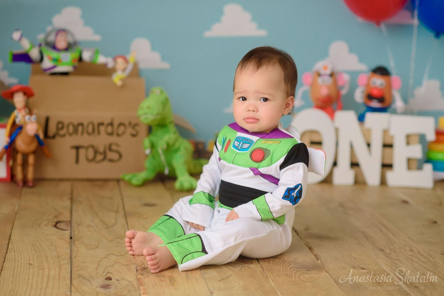 Toy story cake smash first Birthday photoshoot. Family photographer in Roseville, Rocklin, Folsom, Sacramento