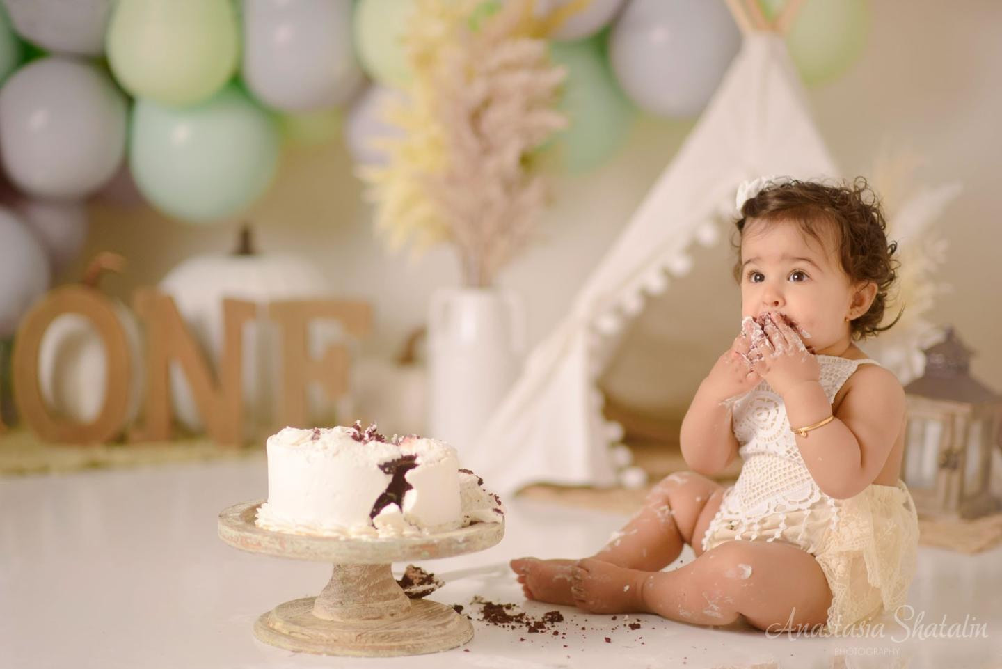 Boho fall cake smash studio photography Roseville, Rocklin. Family photographer in Roseville, Rocklin, Folsom, Sacramento