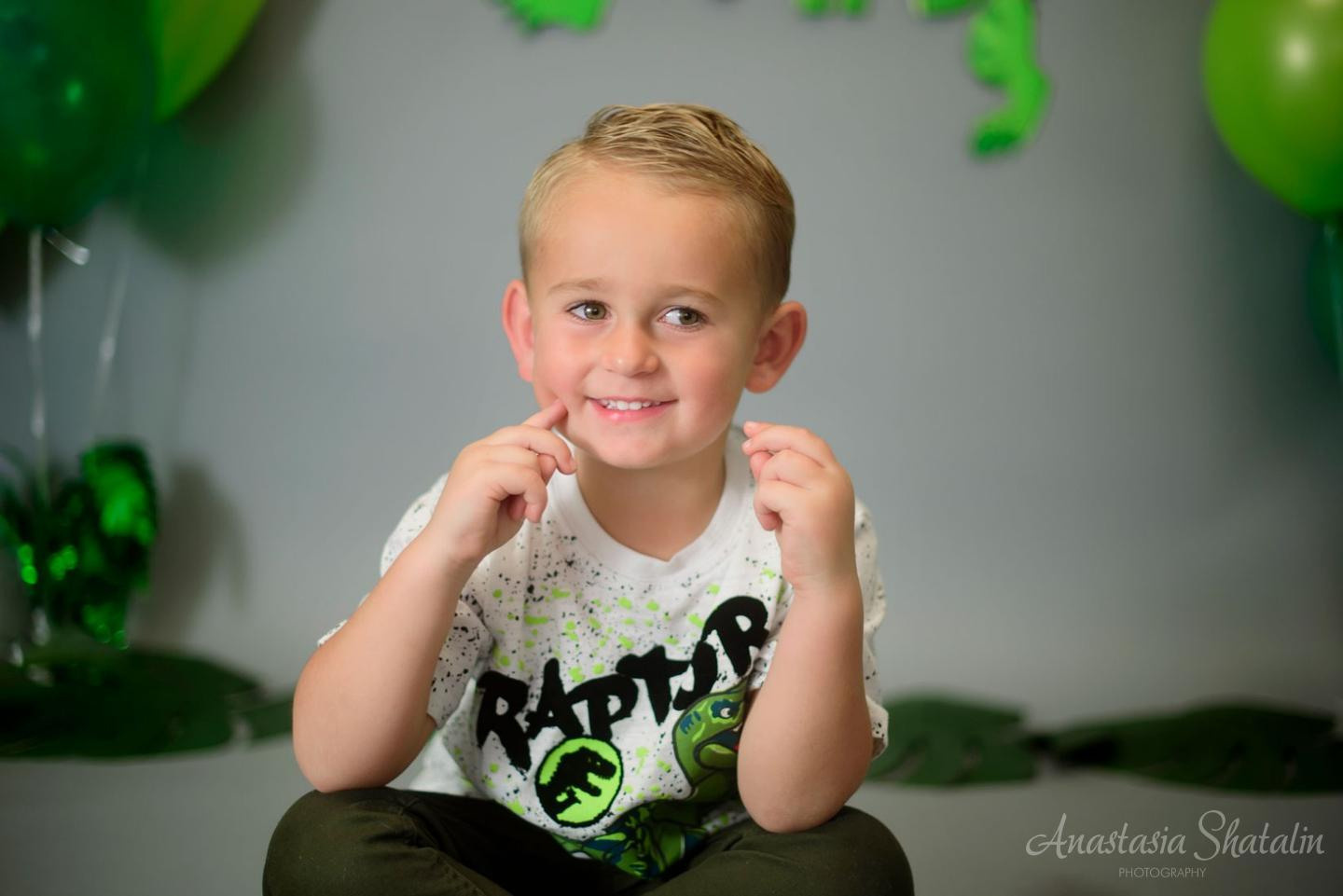 Dinosaur monster truck decorated birthday photography in Lincoln, CA. Family photographer in Roseville, Rocklin, Folsom, Sacramento