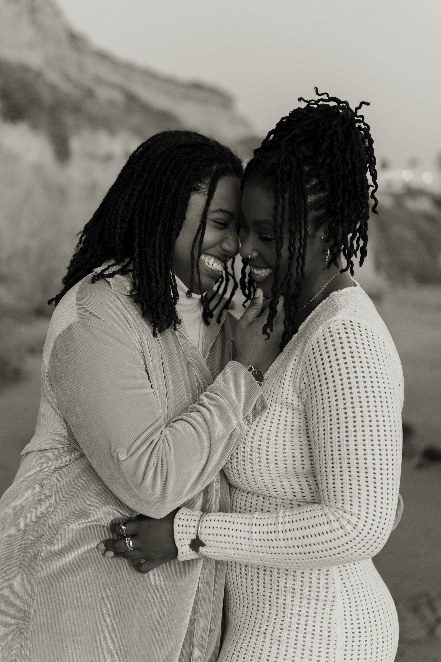 LGBTQ black couple celebrating their recent engagement 
