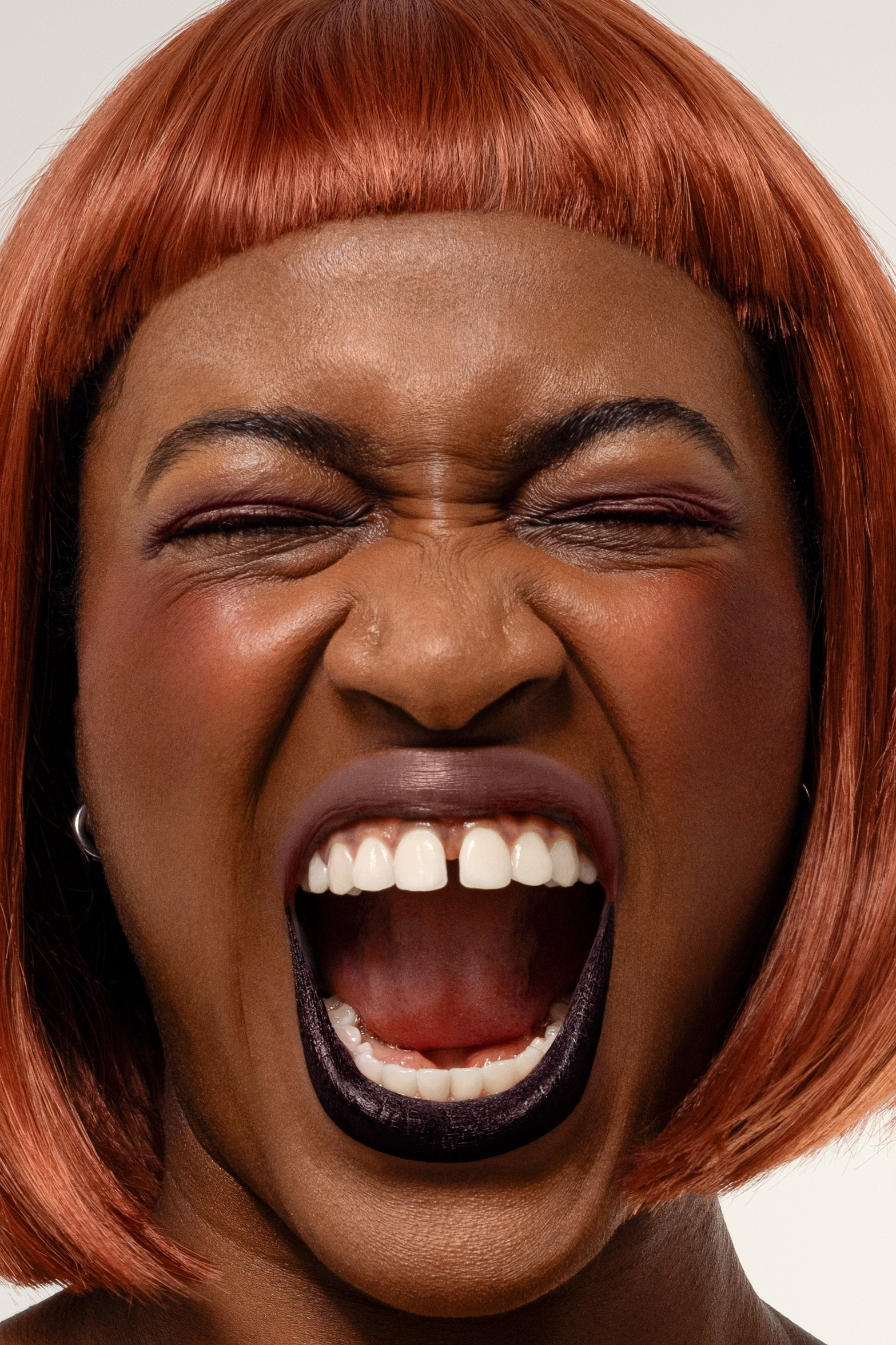 Perfected model portrait with hair and skin enhancements