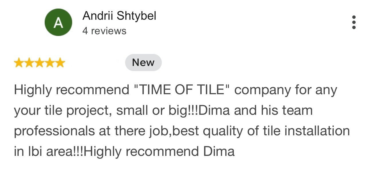 Reviews. TIME OF TILE Certified tile installer in Long Beach Island NJ