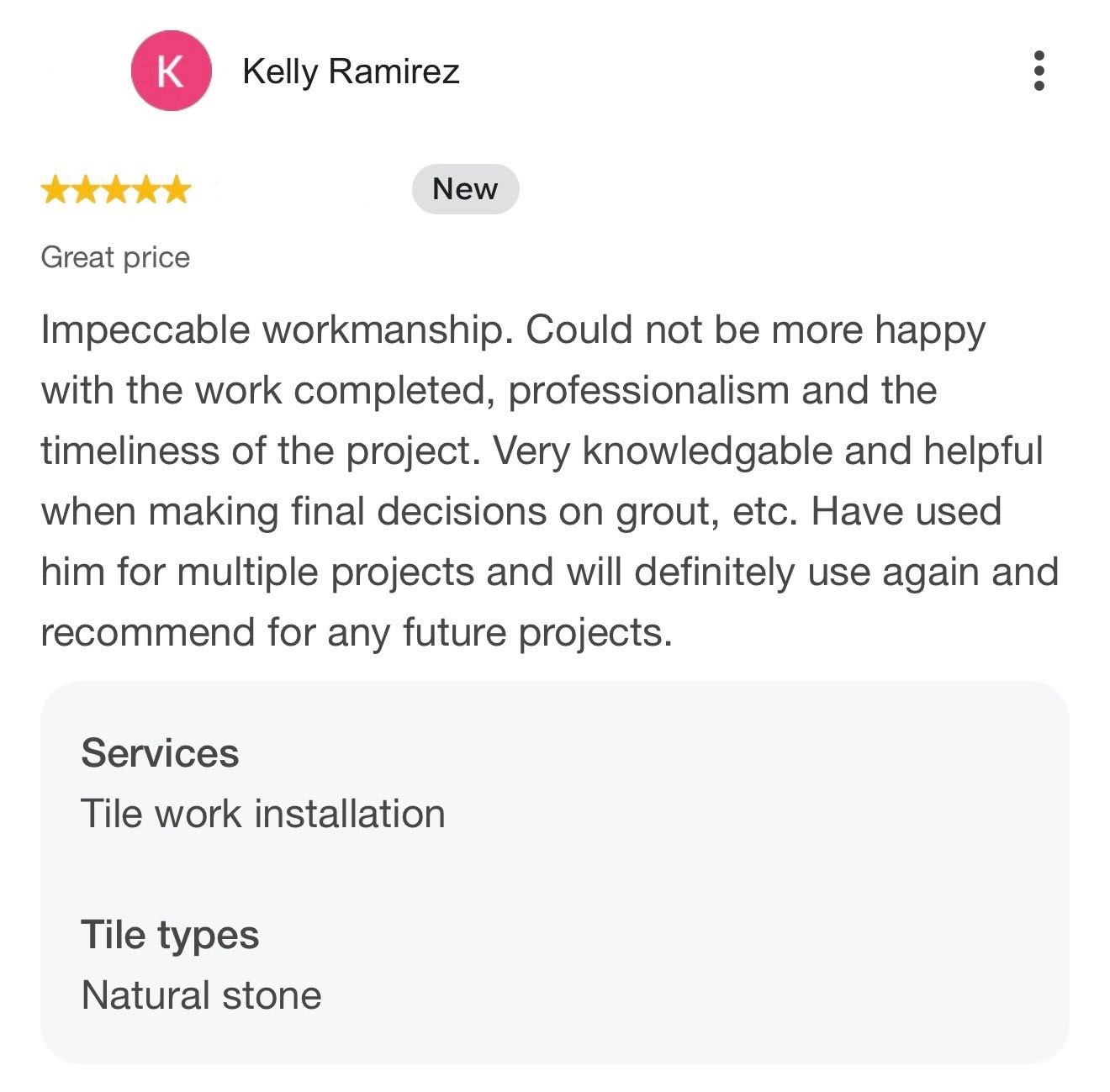 Reviews. TIME OF TILE Certified tile installer in Long Beach Island NJ