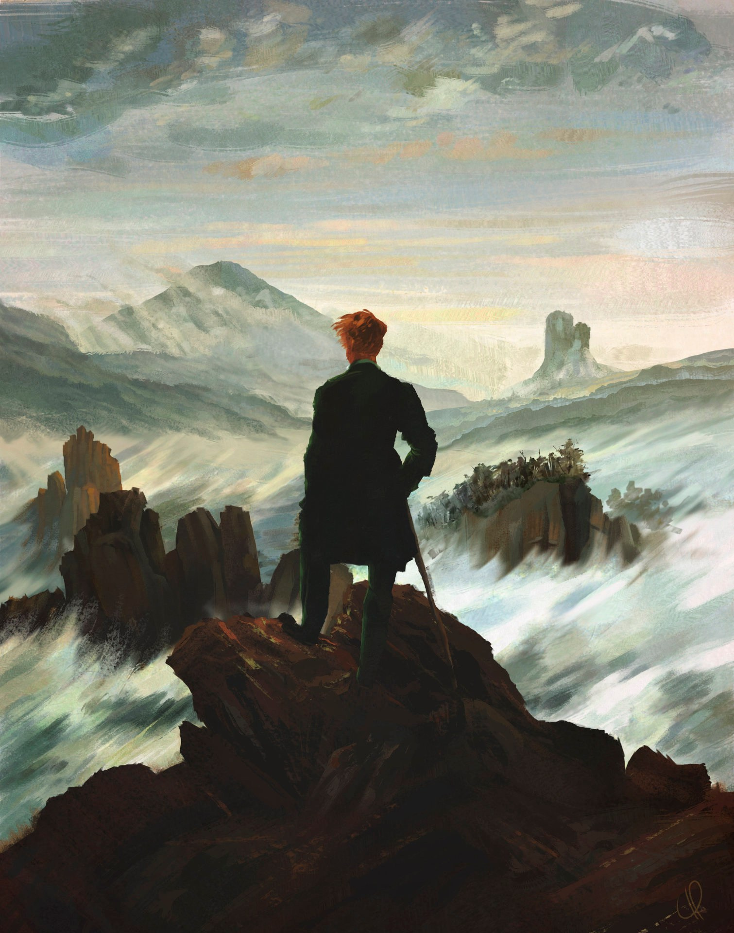 Caspar David Friedrich — Wanderer Above the Sea of Fog (1818)