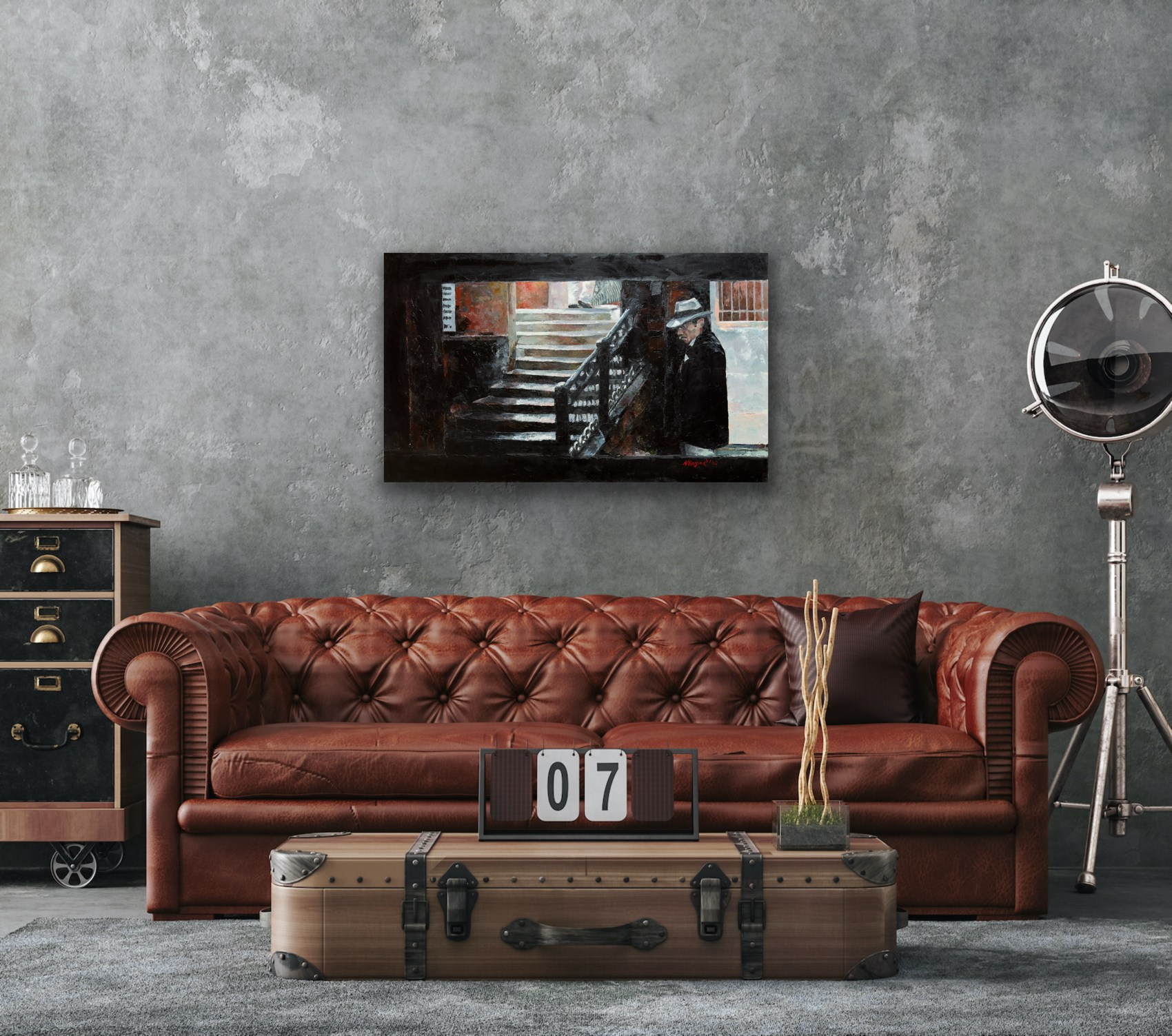 Contemporary oil painting on canvas, depicting scenes from iconic movies, ideal for film enthusiasts and modern art collectors, as well as for stylish interior decoration. Available for sale