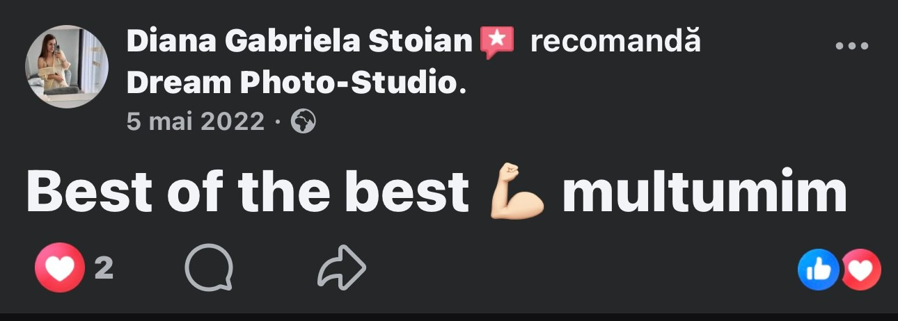Recenzii Facebook. Dream Studio Galați – ședințe foto profesionale pentru familie, portrete și evenimente