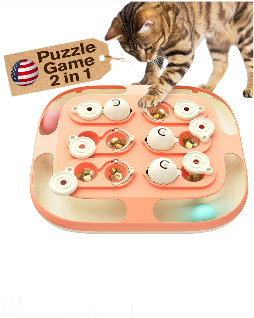 Interactive cat tow puzzle